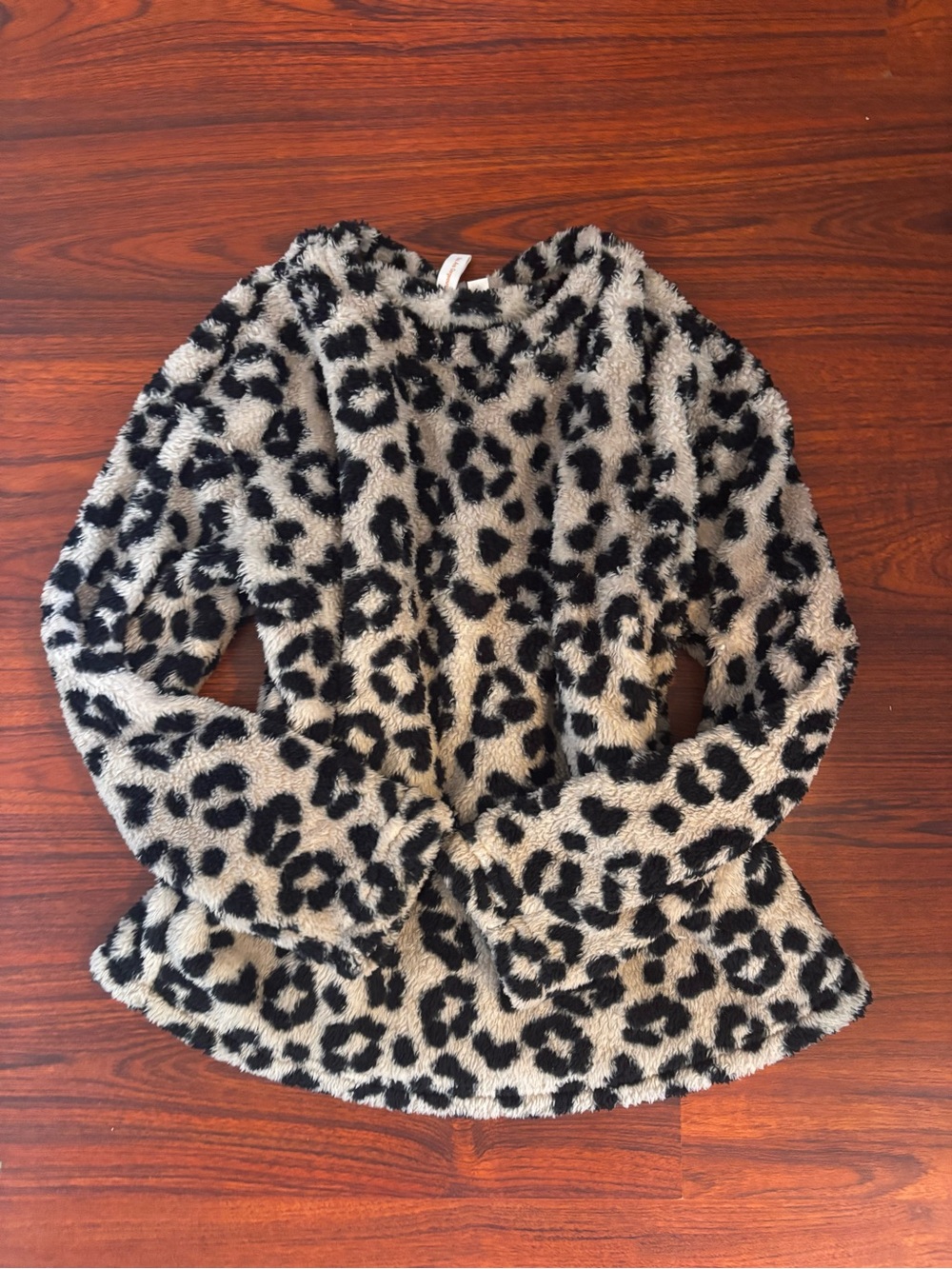 Women's Leopard Teddy Jacket - Black & Cream